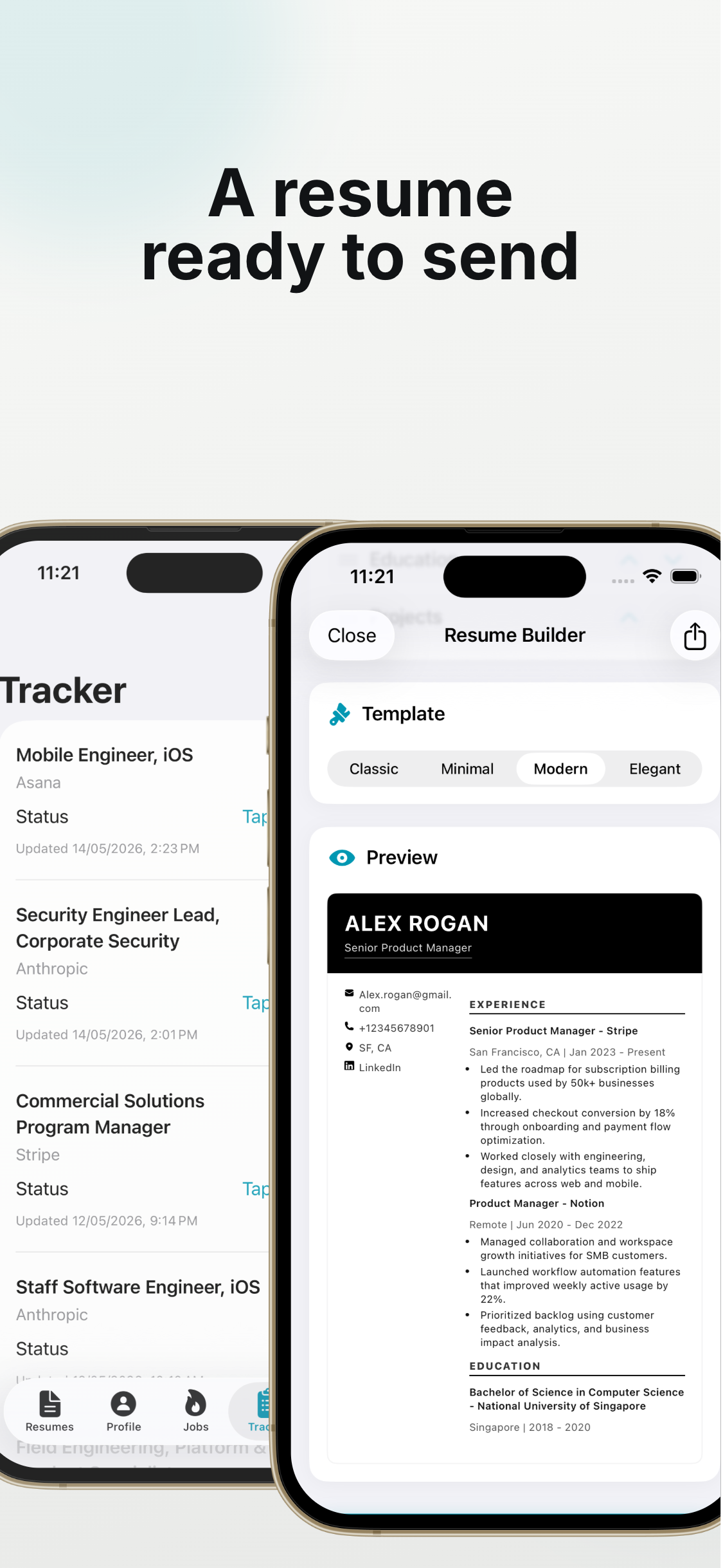 JobHunter iPhone job search workflow screenshot